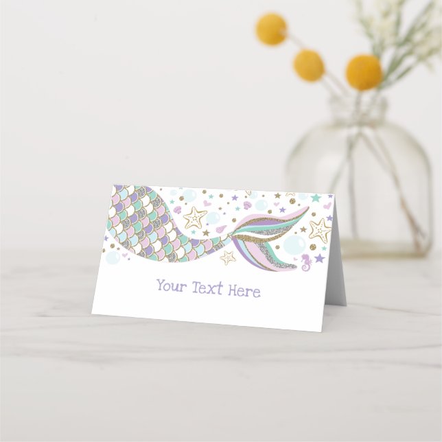 Tarjeta De Asiento Sirenita bajo el mar Fiesta Beach Ocean Baby Girl (Anverso)