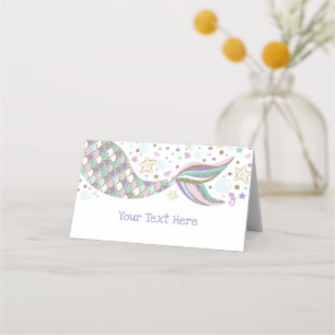 Tarjeta De Asiento Sirenita bajo el mar Fiesta Beach Ocean Baby Girl