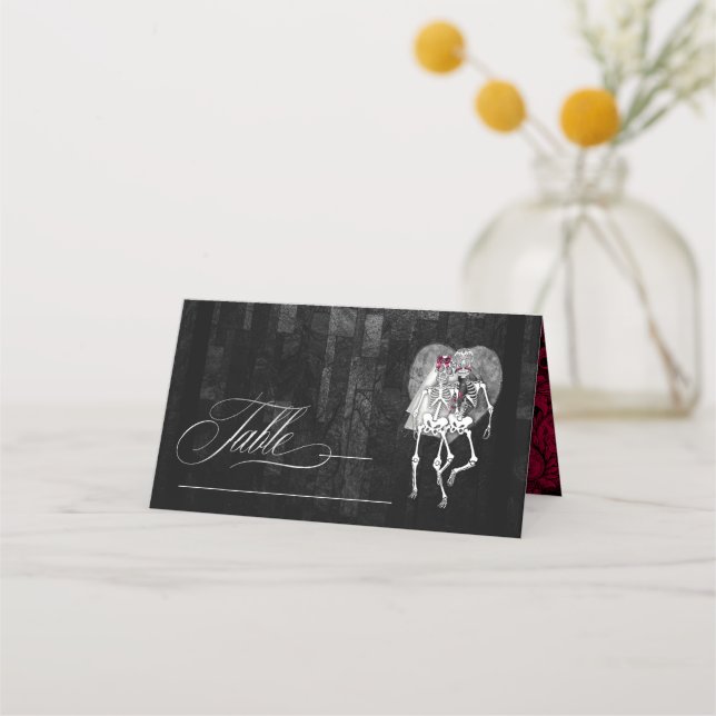 Tarjeta De Asiento Skeletons Tabla de Bodas góticos Borgoña ID866 (Anverso)