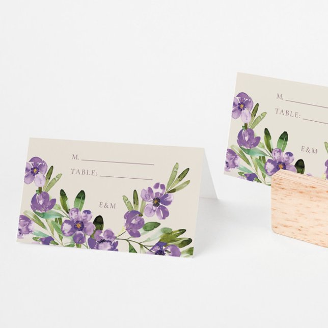 Tarjeta De Asiento Sofisticado Boda Violeta Floral Clásico (Subido por el creador)