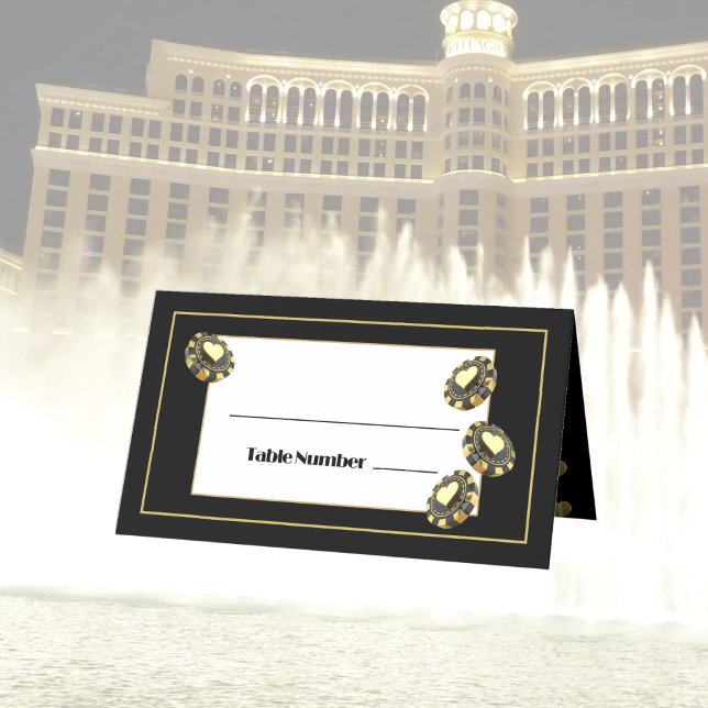 Tarjeta De Asiento Sofisticado Casino Vegas Black Gold Heart Table (Subido por el creador)