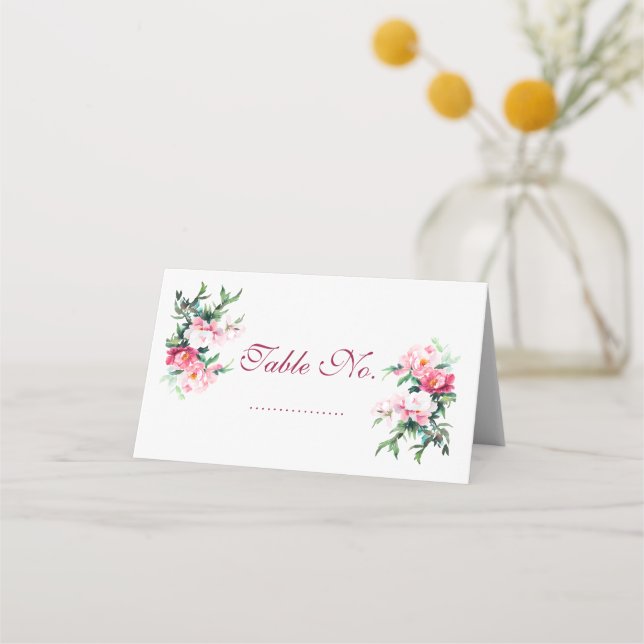 Tarjeta De Asiento Soft Pink Peony & Eucalyptus Floral  (Anverso)