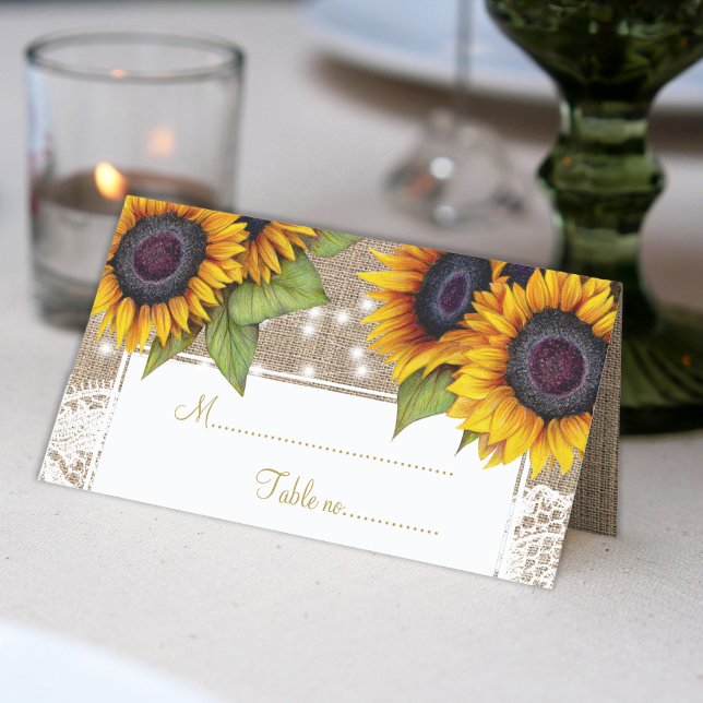 Tarjeta De Asiento Sombrillas rusas burlap encaje boda lugar de mesa (Subido por el creador)