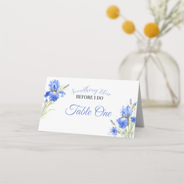 Tarjeta De Asiento Something Blue Bridal Shower Table Number (Anverso)