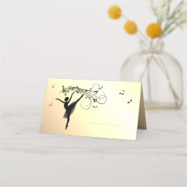 Tarjeta De Asiento Sorprendente bailarina bailando con música amarill