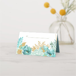 Tarjeta De Asiento Sparkke Stripe Gold Mint Floral Boda