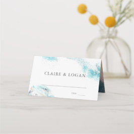 Tarjeta De Asiento Splashing Blue Waves Coastal Wedding