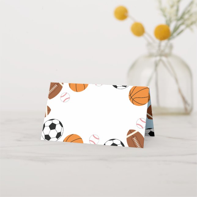 Tarjeta De Asiento Sports Baby Shower Co-ed Theme Boy Blue (Anverso)