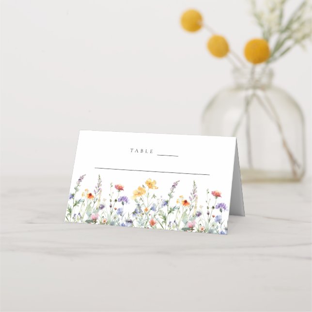 Tarjeta De Asiento Spring Wildflower Wedding (Anverso)