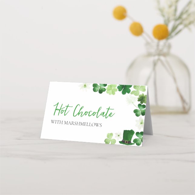Tarjeta De Asiento St. Patrick's Day green shamrock buffet label  (Anverso)