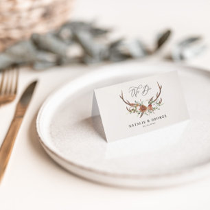 Tarjeta De Asiento Stag boda botánico rústico terracota floral