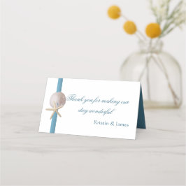 Tarjeta De Asiento Starfish azul oceánico y dólar de arena