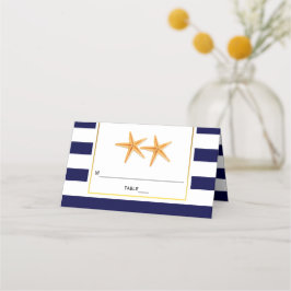 Tarjeta De Asiento Starfish & stripes boda azul marino acompañamiento