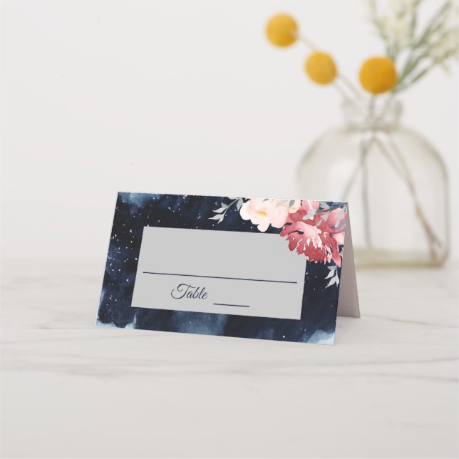 Tarjeta De Asiento Starry Night Floral Boda Place Card (Anverso)