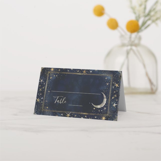 Tarjeta De Asiento Starry Night Romance Boda (Anverso)