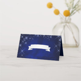 Tarjeta De Asiento Starry Night Silver Blue Boda