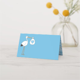Tarjeta De Asiento Stork Baby Shower Blue Boy