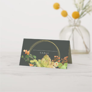 TARJETA DE ASIENTO SUCCULENTE CACTUS FLORAL WREATER WATERCOLOR BODA