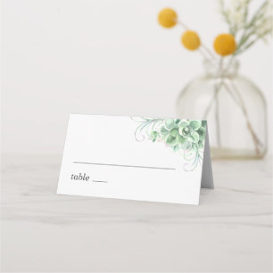 Tarjeta De Asiento Suculentas acuarela. Boda de cactus verdes