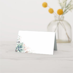 Tarjeta De Asiento Suculentas hojas de oro Rosa verde Boda