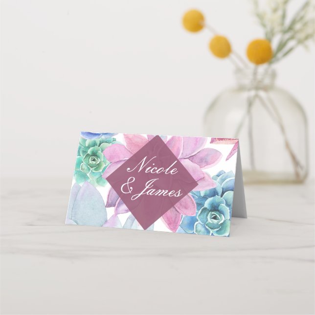 Tarjeta De Asiento Suculentas Modas modernas Número de mesa de la Fie (Anverso)