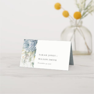 Tarjeta De Asiento Suculento Boda botánico floral suave azul verde
