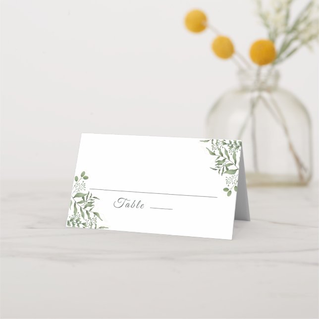 Tarjeta De Asiento Suculento presupuesto Eucalyptus deja Boda (Anverso)