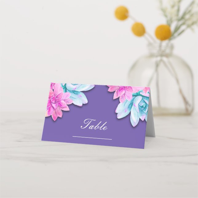 Tarjeta De Asiento Suculentos ultra violetas número de tabla de Fiest (Anverso)