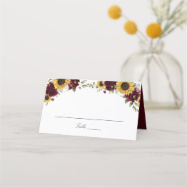 Tarjeta De Asiento Sunflowers Burgundy Flowers Boda Place Card