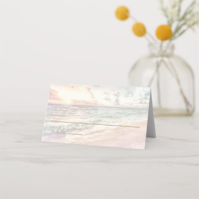 Tarjeta De Asiento Sunset Beach Wedding | Oceanside Wedding (Anverso)