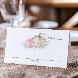 Tarjeta De Asiento Tabla Baby Shower de Chica de calabaza de otoño