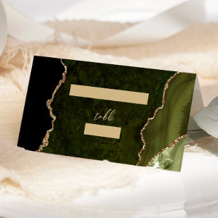 Tarjeta De Asiento Tabla Boda de guiones de la agonía de oro verde ol