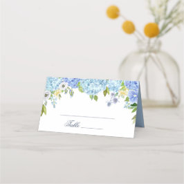 Tarjeta De Asiento Tabla Boda de vegetación floral de Hydrangea azul