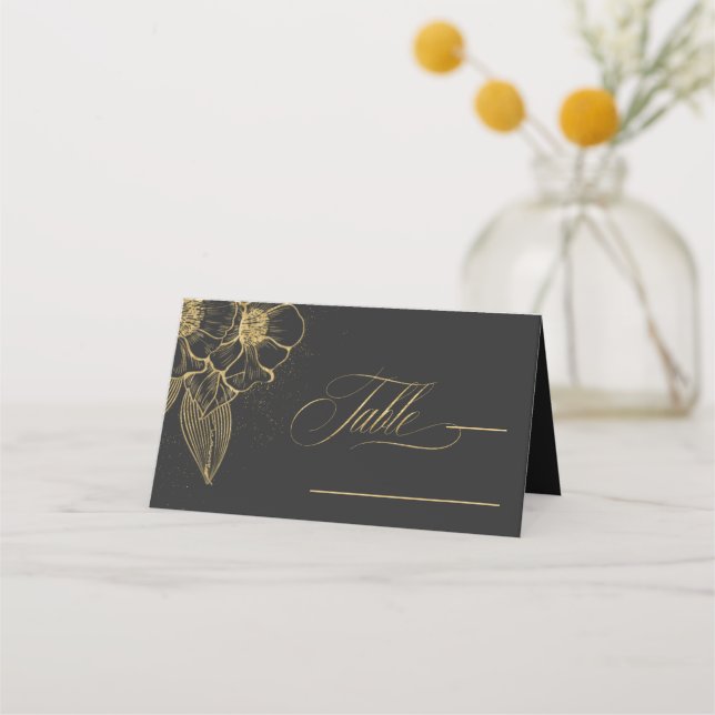 Tarjeta De Asiento Tabla Boda Gold Dust & Outlines Black/Gld ID835 (Anverso)