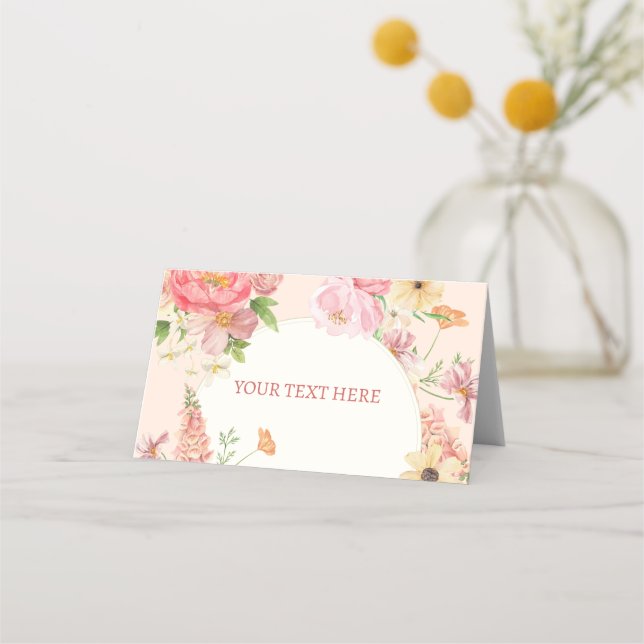 Tarjeta De Asiento Tabla de boda de crema de mantequilla floral acuar (Anverso)
