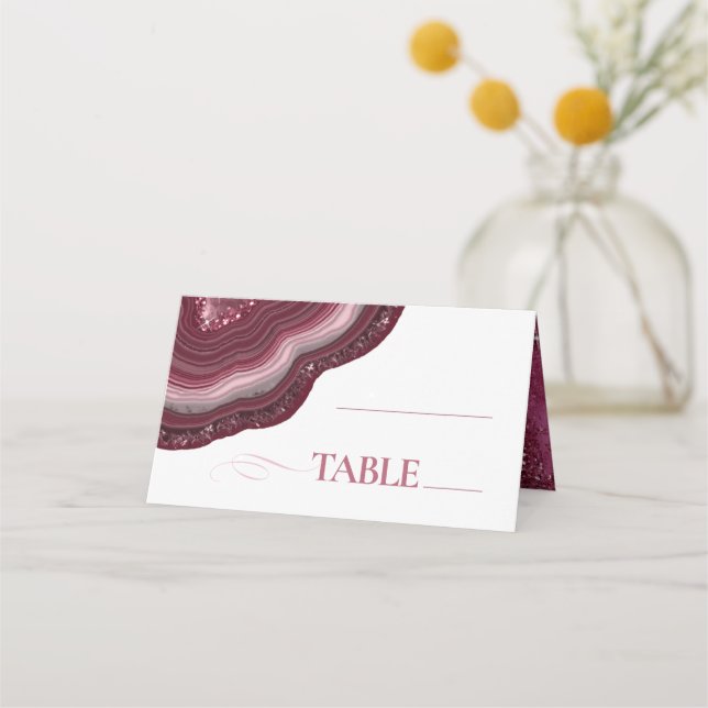 Tarjeta De Asiento Tabla de Boda de Purpurina de Geode Agate ID647 de (Anverso)