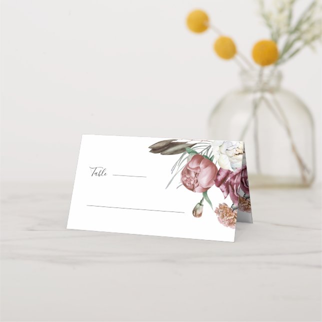 Tarjeta De Asiento Tabla de Bodas Botánicos Florales de Boho (Anverso)