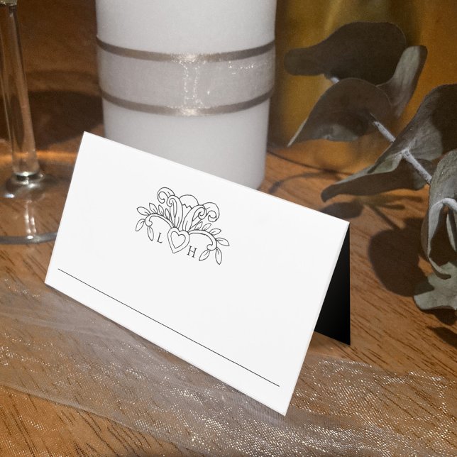 Tarjeta De Asiento Tabla de bodas en blanco y negro de Fleur de lis (Subido por el creador)