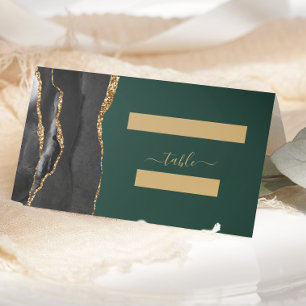 Tarjeta De Asiento Tabla de Bodas verde esmeralda de la agonía de oro