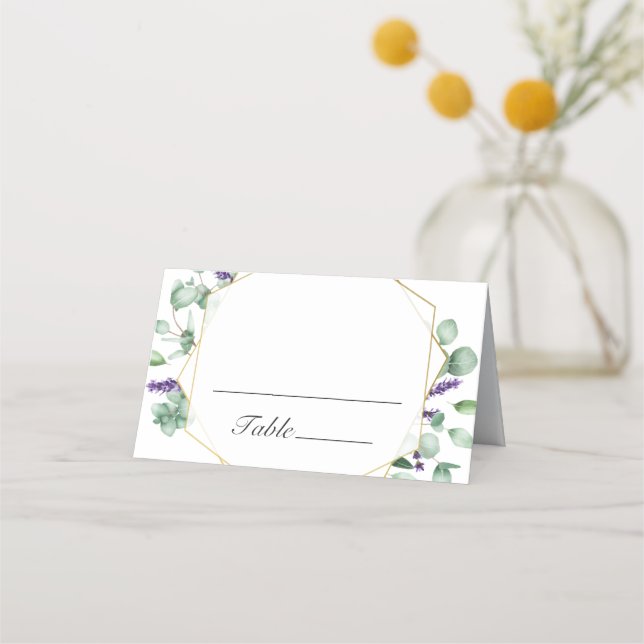 Tarjeta De Asiento Tabla moderna de Boda de cuadro geométrico eucalip (Anverso)