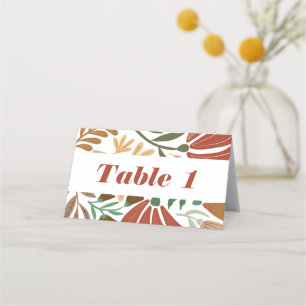 Tarjeta De Asiento Tabla moderna de Bodas florales de Boho Terracotta