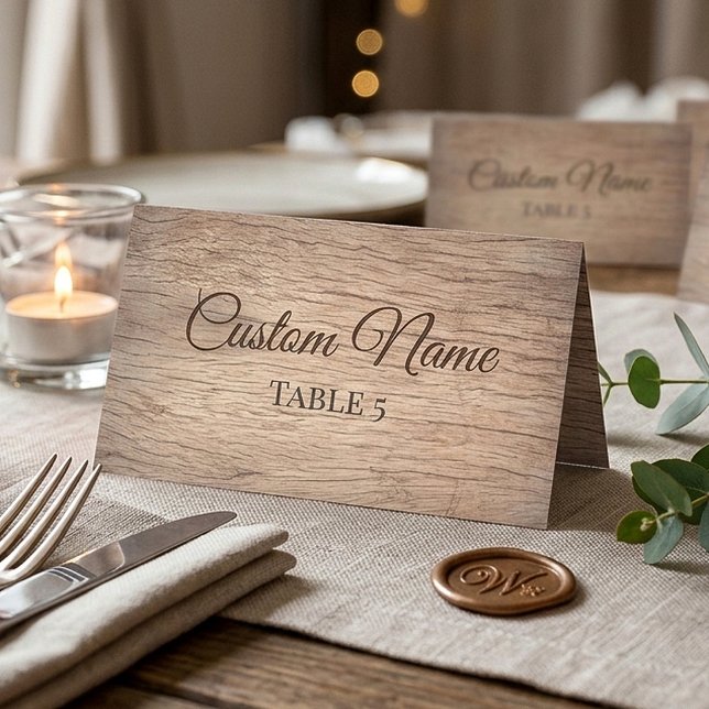 Tarjeta De Asiento Tablilla de madera rústica personalizada para boda (Subido por el creador)