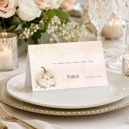 Tarjeta De Asiento Tarta de boda de otoño con crema de calabaza y rub