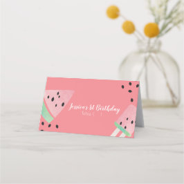 Tarjeta De Asiento Tarta de Cumpleaños de Sandía con Helado de Paleta
