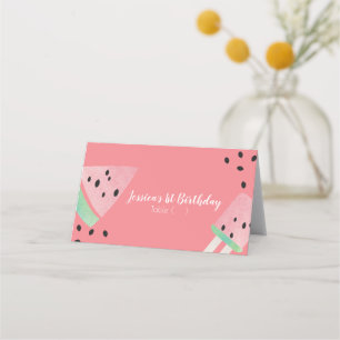 Tarjeta De Asiento Tarta de Cumpleaños de Sandía con Helado de Paleta