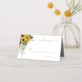 Tarjeta De Asiento Taupe Floral Sunflower Boda Place Card