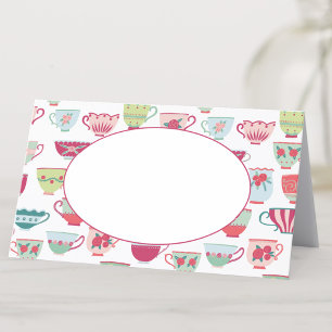 Tarjeta De Asiento Té Cups moderna de cosecha