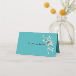 Tarjeta De Asiento Teal Whisper Blooms Wedding