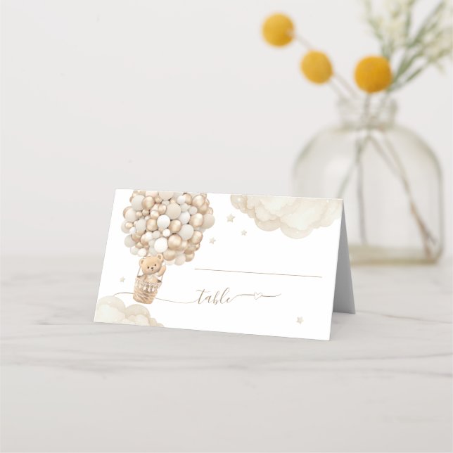 Tarjeta De Asiento Teddy Bear Balloon Bearly Wait Baby Shower game (Anverso)
