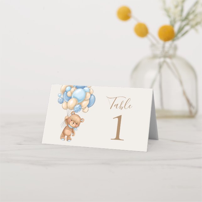 Tarjeta De Asiento Teddy Bear Balloon Brown (Reverso)